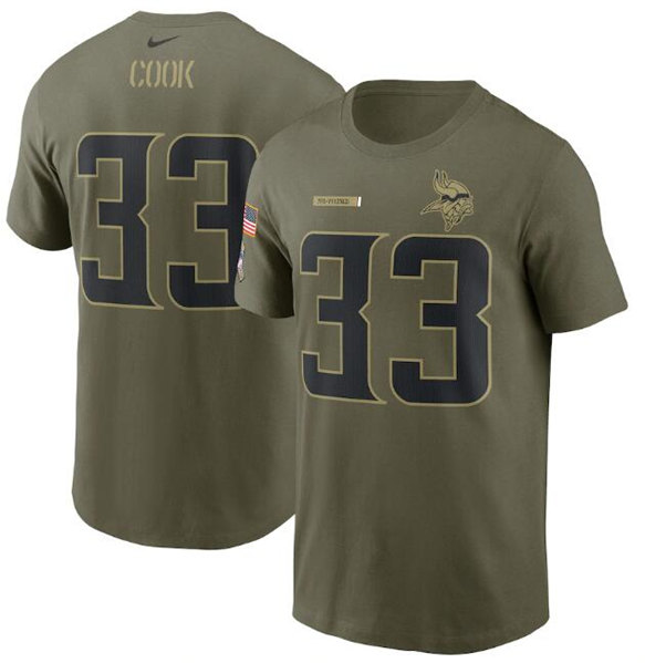 Men's Minnesota Vikings #33 Dalvin Cook 2021 Olive Salute To Service Legend Performance T-Shirt